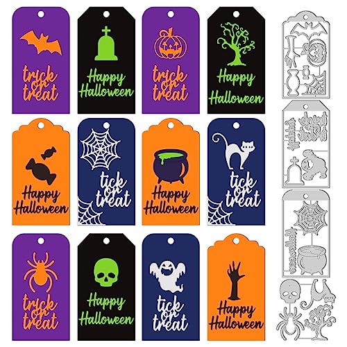 GLOBLELAND 4 Sets Halloween-Etiketten-Stanzformen Für DIY Scrapbooking, Metall, Kürbis, Spinnennetz, Geister-Stanzformen, Prägeschablonen, Vorlage Für Papierkarten, Dekoration, Album von GLOBLELAND