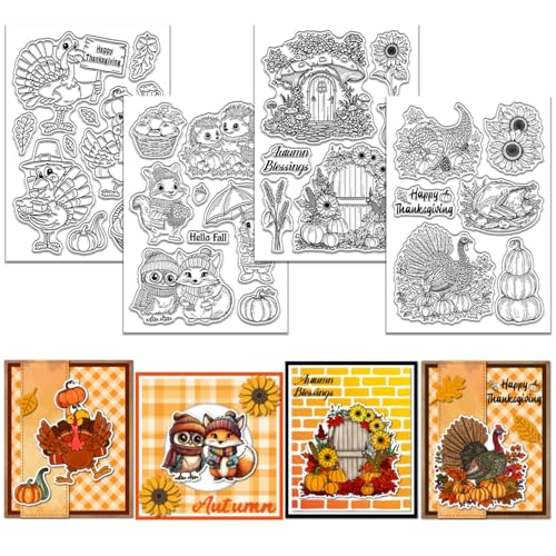 GLOBLELAND 4 Blatt Herbst Erntedank Tiere Transparente Silikonstempel Türkei Füllhorn Tür Klare Stamps Sonnenblumen Kürbis Igel Silikonstempel Für Kartengestaltung DIY Prägung Journaling GLOBLELAND 4 Blatt Herbst Erntedank Tiere Transparente Silikonstempel Türkei Füllhorn Tür Klare Stamps Sonnenblumen Kürbis Igel Silikonstempel Für Kartengestaltung DIY Prägung Journaling von GLOBLELAND