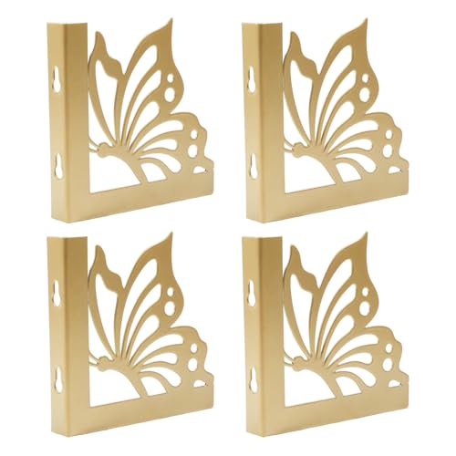 GLOBLELAND 4 Stück Gold Schelfbrackets 4,6 Zoll Eisen Schmetterling Dekorationsschelfbrackets Heavy Duty Antik Metall Floating Storage für Wand Küchenzimmer Dekorationsregal Schelfen von GLOBLELAND