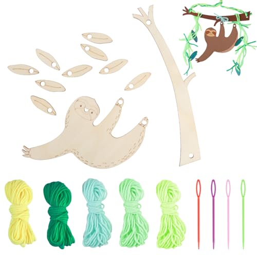GLOBLELAND 53 Stück 3D String Art Kits DIY Bastelsets Aus Unbehandeltem Holz Zum Aufhängen Faultier Holzscheiben Mit Kunststoff Stricknadeln Und Fasergarn In Gemischten Farben GLOBLELAND 53 Stück 3D String Art Kits DIY Bastelsets Aus Unbehandeltem Holz Zum Aufhängen Faultier Holzscheiben Mit Kunststoff Stricknadeln Und Fasergarn In Gemischten Farben von GLOBLELAND