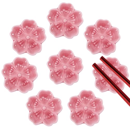 GLOBLELAND 8 Stück Kirschblüten Stäbchenhalter Keramik Stäbchenablage Stäbchenhalter Ständer Tischgeschirr Dekoration Für Stäbchen Gabeln Löffel Pinsel von GLOBLELAND