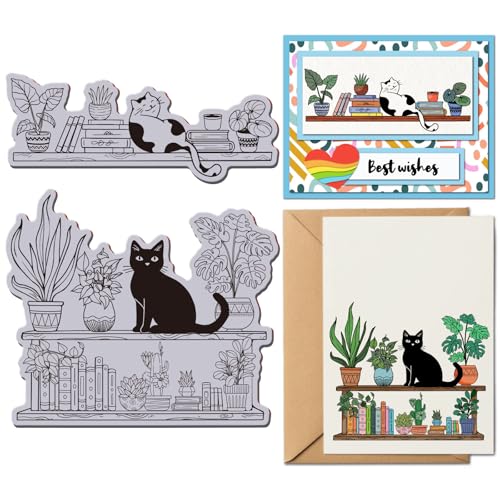 GLOBLELAND 8.7"X7" Katzen Bücherregal Cling Stamps Topfpflanze Haftstempel Tier Pflanzen EVA Gummi Stempel Für Die Kartengestaltung Fotoalbum Papierbasteldekor DIY Scrapbooking GLOBLELAND 8.7"X7" Katzen Bücherregal Cling Stamps Topfpflanze Haftstempel Tier Pflanzen EVA Gummi Stempel Für Die Kartengestaltung Fotoalbum Papierbasteldekor DIY Scrapbooking von GLOBLELAND