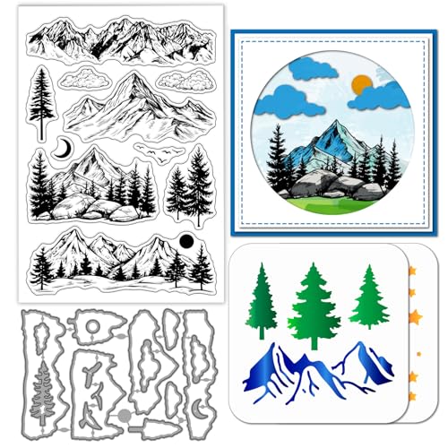 GLOBLELAND Berge Bäume Silikonstempel Stanzformen Malschablonen Für Die Wald Wolken Stempel Stanzformen Berg Stern Schablonen Set Für DIY Scrapbooking Kunsthandwerk GLOBLELAND Berge Bäume Silikonstempel Stanzformen Malschablonen Für Die Wald Wolken Stempel Stanzformen Berg Stern Schablonen Set Für DIY Scrapbooking Kunsthandwerk von GLOBLELAND