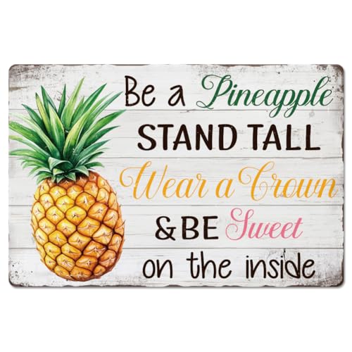 GLOBLELAND Blechschild "Be A Pineapple Stand Tall" Ananas Metallschild Obst Metallschild Vintage Schild 12×8 Zoll Lustige Wanddekoration Blechschilder Für Zuhause Bauernhof Bar Café Club Dekoration GLOBLELAND Blechschild "Be A Pineapple Stand Tall" Ananas Metallschild Obst Metallschild Vintage Schild 12×8 Zoll Lustige Wanddekoration Blechschilder Für Zuhause Bauernhof Bar Café Club Dekoration von GLOBLELAND