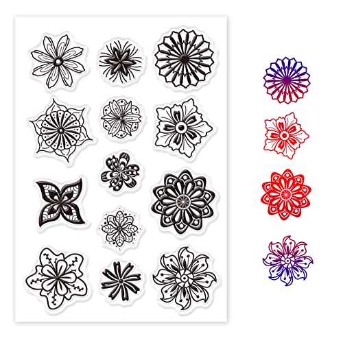 GLOBLELAND Blumen Silikonstempel Mandala Silikonstempel Clear Stamps Transparentes Stempel Siegel Klare Stempel für Kartenherstellung und DIY Scrapbooking Dekor von GLOBLELAND