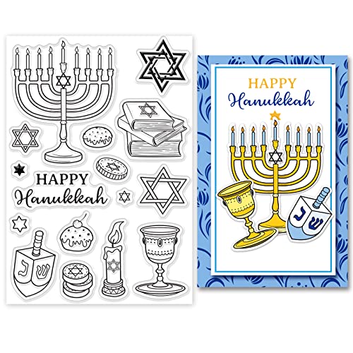 GLOBLELAND Chanukka und Kerzen Klare Stempel für DIY Scrapbooking Dekor Bücher Opfer Sterne Kuchen Segen Transparente Silikonstempel für die Herstellung von Karten Fotoalbum Dekoration von GLOBLELAND