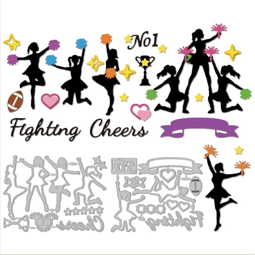 GLOBLELAND Cheerleading Papierpräge Stanzschablonen Set Sport Rugby Handwerk Stanzmaschine Schablonen "Cheers Fighting No1" Text Metall Stanzschablone Set für Kartenherstellung DIY Handgefertigtes GLOBLELAND Cheerleading Papierpräge Stanzschablonen Set Sport Rugby Handwerk Stanzmaschine Schablonen "Cheers Fighting No1" Text Metall Stanzschablone Set für Kartenherstellung DIY Handgefertigtes von GLOBLELAND