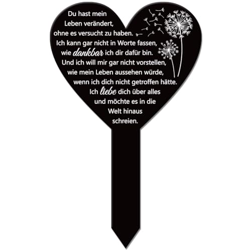 GLOBLELAND Deutscher Text Herzförmiger Löwenzahn Gartenstecker Blumen Gedenktafel Gedenktafel Deutscher Text Acrylstecker Herz Segen „Ich Liebe Dich Mehr als Alles Gartenplakette Für Grave von GLOBLELAND