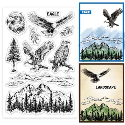 GLOBLELAND Eagle Landschaft Silikonstempel Bergspitze Transparente Stempel Waldlandschaft Klare Stamps Für Karten Herstellung DIY Scrapbooking Basteln GLOBLELAND Eagle Landschaft Silikonstempel Bergspitze Transparente Stempel Waldlandschaft Klare Stamps Für Karten Herstellung DIY Scrapbooking Basteln von GLOBLELAND