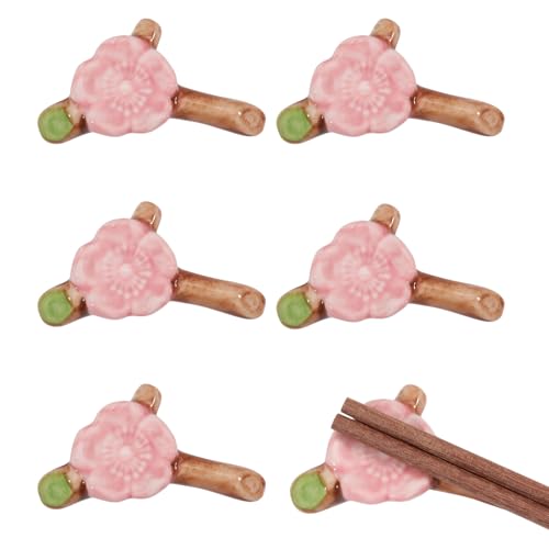 GLOBLELAND Essstäbchenhalter aus Keramik, Pflaumenblüten, 6 Stück GLOBLELAND Essstäbchenhalter aus Keramik, Pflaumenblüten, 6 Stück von GLOBLELAND