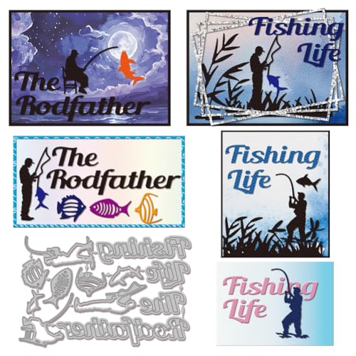 GLOBLELAND Fischers Silhouette Papierpräge Stanzschablonen Set "The Rodfather" Handwerk Stanzmaschine Schablonen "Fishing Life" Metall Stanzschablone Set für Kartenherstellung Papier Handgefertigtes GLOBLELAND Fischers Silhouette Papierpräge Stanzschablonen Set "The Rodfather" Handwerk Stanzmaschine Schablonen "Fishing Life" Metall Stanzschablone Set für Kartenherstellung Papier Handgefertigtes von GLOBLELAND