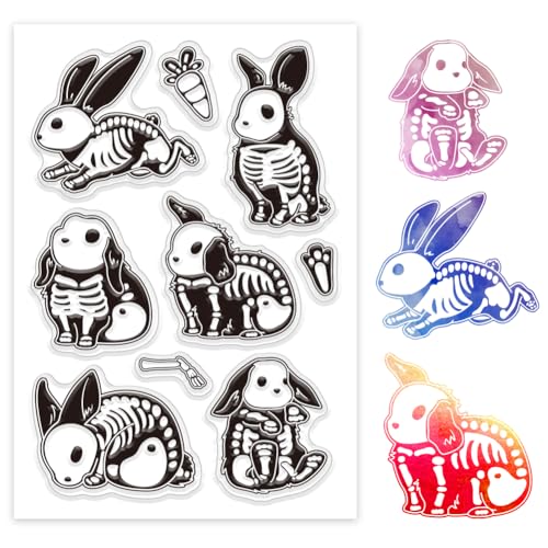 GLOBLELAND Halloween Häschen Klare Silikonstempel Für DIY Kartenherstellung Häschen Skelett Silikon Transparenter Stempel Dekorative Klare Stempel Für Scrapbooking GLOBLELAND Halloween Häschen Klare Silikonstempel Für DIY Kartenherstellung Häschen Skelett Silikon Transparenter Stempel Dekorative Klare Stempel Für Scrapbooking von GLOBLELAND