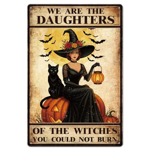 GLOBLELAND Halloween Hexen Kürbis Retro Blechschild „We Are The Daughters“ Lustige Schilder Vintage Metallschild Für Café Bar Home Retro Nostalgie Premium GLOBLELAND Halloween Hexen Kürbis Retro Blechschild „We Are The Daughters“ Lustige Schilder Vintage Metallschild Für Café Bar Home Retro Nostalgie Premium von GLOBLELAND