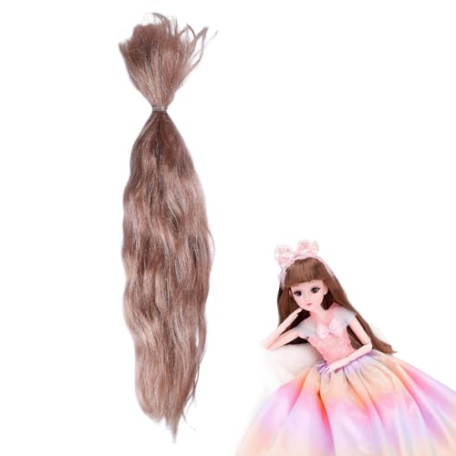 GLOBLELAND Hellbraune Puppenperücke, 20 cm langes Haar für Puppenperücke, weich, flexibel, dickes Kunsthaar, Modepuppen und Zubehör für Puppenherstellung, DIY, Kunst und Handwerk von GLOBLELAND