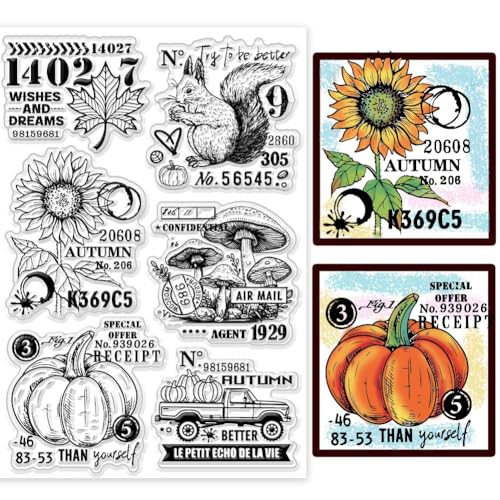 GLOBLELAND Herbst Pilze Klare Stamps Eichhörnchen Sonnenblume Silikon Silikonstempel Siegel Ahornblatt Kürbis Transparent Stempel Für DIY Scrapbooking Kartenherstellung Fotoalbum Journal GLOBLELAND Herbst Pilze Klare Stamps Eichhörnchen Sonnenblume Silikon Silikonstempel Siegel Ahornblatt Kürbis Transparent Stempel Für DIY Scrapbooking Kartenherstellung Fotoalbum Journal von GLOBLELAND