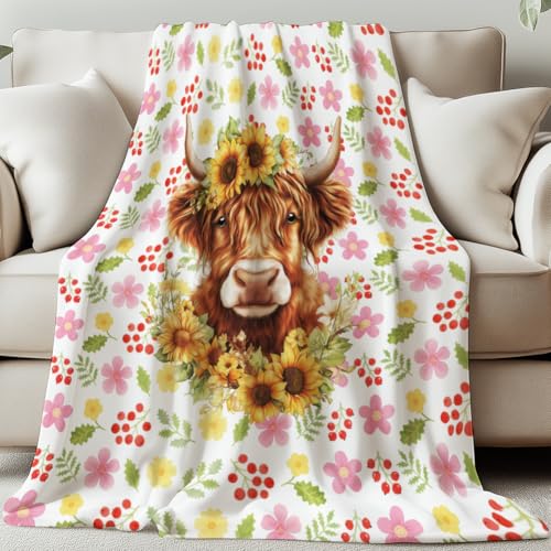 GLOBLELAND Hochlandrindern Kuscheldecke 150x130CM Sonnenblumen Sanft Flanell Weiche Wohndecke Decke Für Zuhause Büro Zimmer Bett Sofa Stuhl Geschenk GLOBLELAND Hochlandrindern Kuscheldecke 150x130CM Sonnenblumen Sanft Flanell Weiche Wohndecke Decke Für Zuhause Büro Zimmer Bett Sofa Stuhl Geschenk von GLOBLELAND
