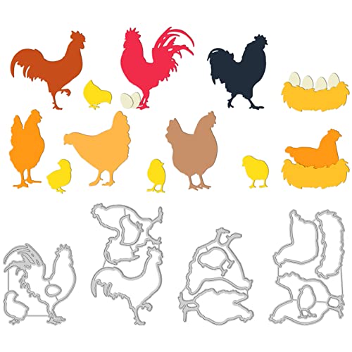 GLOBLELAND Bauernhof Huhn Metall Stanzschablone Realistische Tiere Papierpräge Stanzschablonen Set Stanzformen für Kartenherstellung DIY Papier Scrapbooking Handgefertigtes Fotoalbum von GLOBLELAND