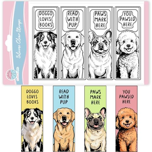 GLOBLELAND Hunde Lesezeichen Transparente Stempel Zur Kartengestaltung Labrador Schäferhund Pudel Bulldogge Etikett Silikon Stempel Wörter Transparentes Stempelsiegel Für DIY Scrapbooking von GLOBLELAND