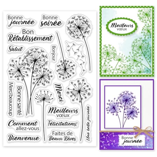 GLOBLELAND Französischer Segen Transparente Silikonstempel Löwenzahn Klare Stamps Pflanzen Silikonstempel Für Kartengestaltung DIY Prägung Journaling GLOBLELAND Französischer Segen Transparente Silikonstempel Löwenzahn Klare Stamps Pflanzen Silikonstempel Für Kartengestaltung DIY Prägung Journaling von GLOBLELAND