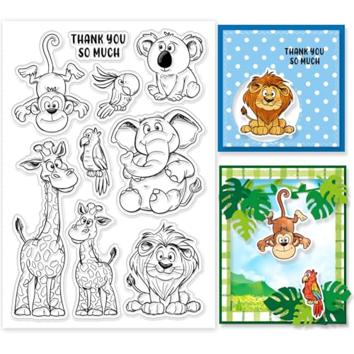 GLOBLELAND Klare Stempel Mit Wildtieren Elefant Löwe Giraffe Silikon Stempel Siegel Affe Koala Vogel Transparente Stempel Für DIY Scrapbooking Karten Erstellen von Fotoalben Tagebüchern GLOBLELAND Klare Stempel Mit Wildtieren Elefant Löwe Giraffe Silikon Stempel Siegel Affe Koala Vogel Transparente Stempel Für DIY Scrapbooking Karten Erstellen von Fotoalben Tagebüchern von GLOBLELAND