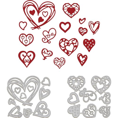 GLOBLELAND Liebesherz Stanzformen, Valentinstag Herz, Karbonstahl Stanzformen Für DIY, Scrapbooking, Fotoalbum, Dekorative Prägung, Papierkarte, 3.9x3.8x0.03,(5) cm von GLOBLELAND