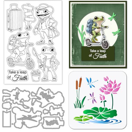 GLOBLELAND Lustiger Frosch transparenter Silikonstempel Metall Angeln Reisen Stanzformen Lotus Libelle Mal- und Bastelschablonen für Kartengestaltung Scrapbooking Basteln DIY Prägen GLOBLELAND Lustiger Frosch transparenter Silikonstempel Metall Angeln Reisen Stanzformen Lotus Libelle Mal- und Bastelschablonen für Kartengestaltung Scrapbooking Basteln DIY Prägen von GLOBLELAND