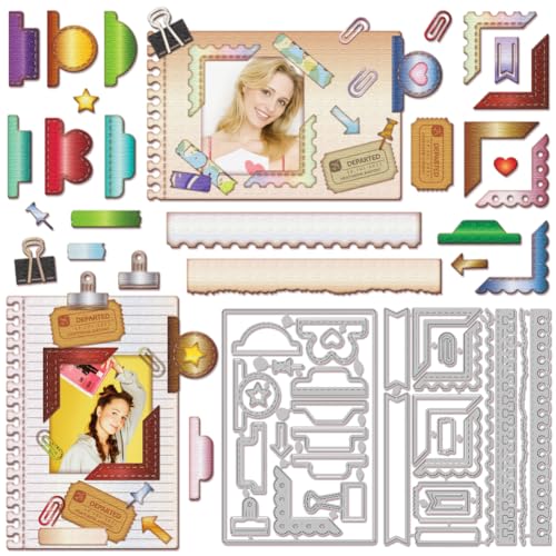 GLOBLELAND Notizbuch Metall Stanzschablone Foto Ecke Papierpräge Stanzschablonen Set Stanzformen für Kartenherstellung DIY Papier Scrapbooking Handgefertigtes Fotoalbum von GLOBLELAND