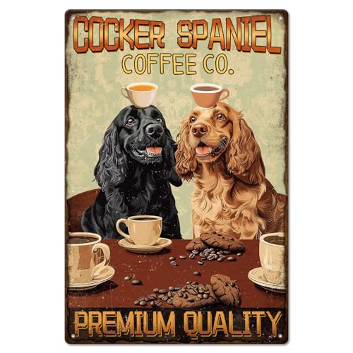 GLOBLELAND Metallschild Mit Hundemotiv Kaffeemotiv 8x12Zoll „Cocker Spaniel Coffee Co.“. " Vintage Malerei Blechschilder Wandplakat Plakette Für Küche Kaffeebar Wohnzimmer Hundeliebhaberzimmer Café GLOBLELAND Metallschild Mit Hundemotiv Kaffeemotiv 8x12Zoll „Cocker Spaniel Coffee Co.“. " Vintage Malerei Blechschilder Wandplakat Plakette Für Küche Kaffeebar Wohnzimmer Hundeliebhaberzimmer Café von GLOBLELAND