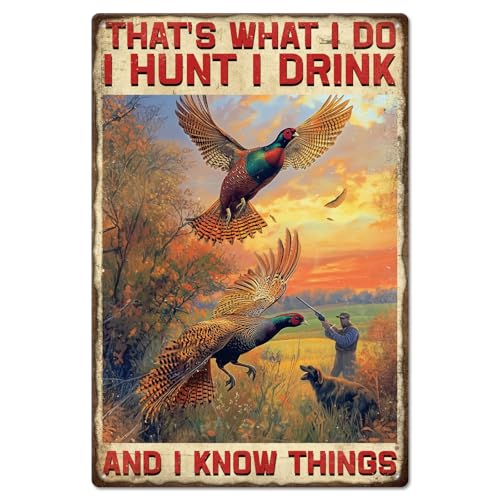GLOBLELAND Metallschild Mit Vogeljagd Motiv 8x12 Zoll Vintage Stil „I Hunt I Drink“ Blechschilder Wandplakat Für Jagdhütte Männerhöhle Garage Wohnzimmer Büro Outdoor Enthusiasten Jagdzimmer Bar GLOBLELAND Metallschild Mit Vogeljagd Motiv 8x12 Zoll Vintage Stil „I Hunt I Drink“ Blechschilder Wandplakat Für Jagdhütte Männerhöhle Garage Wohnzimmer Büro Outdoor Enthusiasten Jagdzimmer Bar von GLOBLELAND