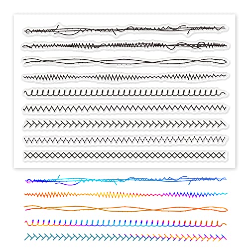 GLOBLELAND Nähgarne Silikon Clear Stamps Linien Transparent Stempel für Weihnachten Geburtstag Thanksgiving Karten Herstellung DIY Scrapbooking Fotoalbum Dekoration Papier Handwerk von GLOBLELAND