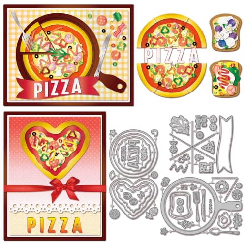 GLOBLELAND Pizza Fast Food Stanzformen Metall Brot Obst Stanzungen Lebensmittel Stanz Und Prägevorlagen Für Scrapbooking Basteln Papierkartenherstellung von GLOBLELAND