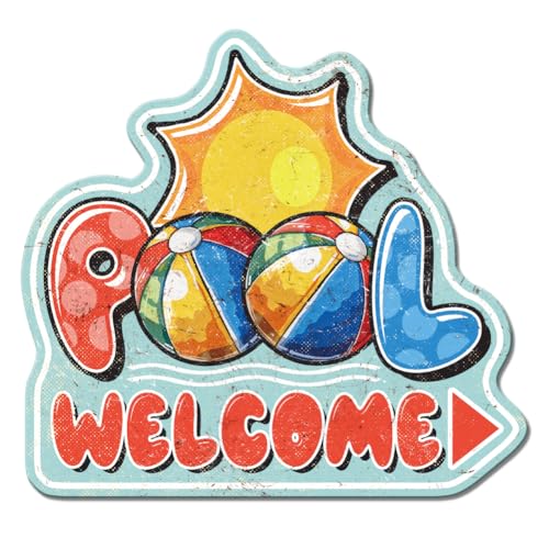 GLOBLELAND Pool Willkommen" Metall Blechschild Lustiges Pool Vintage Blechschild Wanddekoration Für Schwimmbad Strand Badezimmer Fitnessstudio Spielplatz GLOBLELAND Pool Willkommen" Metall Blechschild Lustiges Pool Vintage Blechschild Wanddekoration Für Schwimmbad Strand Badezimmer Fitnessstudio Spielplatz von GLOBLELAND