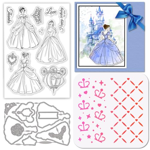 GLOBLELAND Prinzessinnen Stamps Stanzschablone für die Kartenherstellung Damenkutsche Silikonstempel Stanzschablone Krone Blumen PET Malschablonen Für DIY Scrapbooking Bastelalben Zubehör GLOBLELAND Prinzessinnen Stamps Stanzschablone für die Kartenherstellung Damenkutsche Silikonstempel Stanzschablone Krone Blumen PET Malschablonen Für DIY Scrapbooking Bastelalben Zubehör von GLOBLELAND
