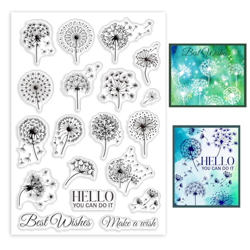GLOBLELAND Pusteblumen Stempel Segensworte Silikon Stempelsiegel Transparente Gummi Siegelstempel Für DIY Scrapbooking Karten Erstellen von Fotoalben Tagebüchern Heimdekoration von GLOBLELAND