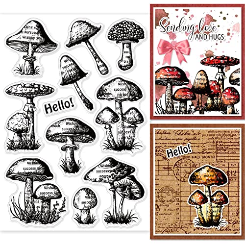 GLOBLELAND Retro-Pilz-Klare Stempel, Silikon-Klare Stempel-Pflanzen-Themen-Siegel Für DIY-Scrapbooking, Tagebücher, Dekorative Karten, Herstellung von Fotoalben, DIY-Handwerk von GLOBLELAND