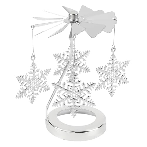 GLOBLELAND Rotierender Kerzenständer Aus Edelstahl, Teelichthalter, Goldener Karussell-Kerzenständer Für Hexenaltar-Dekoration, Drehender Kerzenaufsatz Für Hochzeiten, Geschenke(Schnee, Silber) von GLOBLELAND