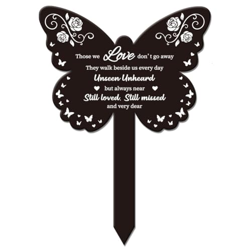 GLOBLELAND Schmetterlings Liebes Gartenpfahl Gedenktafel Gedenktafel Für Friedhof Acryl Grabpfahl Wasserdicht Sympathie Gartenpfahl Für Hof Grab Friedhof von GLOBLELAND