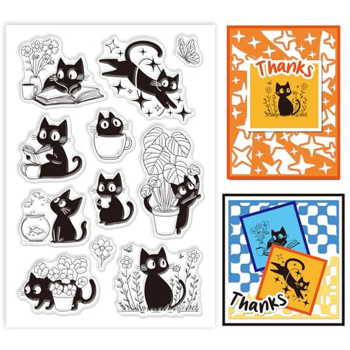GLOBLELAND Schwarze Katze Silikonstempel Blatt Blumen Transparente Stempel Fisch Schmetterling Klare Stamps Für Karten Herstellung DIY Scrapbooking Basteln GLOBLELAND Schwarze Katze Silikonstempel Blatt Blumen Transparente Stempel Fisch Schmetterling Klare Stamps Für Karten Herstellung DIY Scrapbooking Basteln von GLOBLELAND