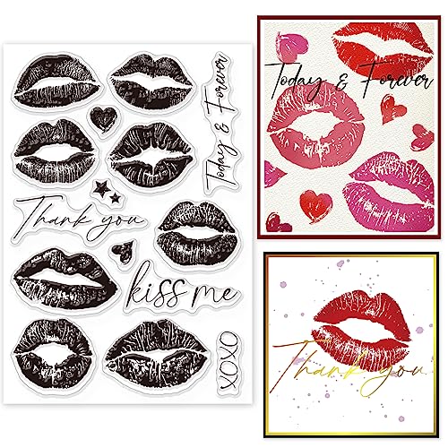 GLOBLELAND Sexy Lippen Transparenter Stempel Für Valentinstag Liebestext Silikon Transparente Stempel Prägeschablonen Vorlage Für DIY Scrapbooking Karten Herstellung von Fotoalben Dekorativ von GLOBLELAND