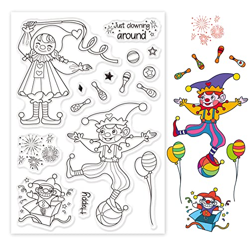 GLOBLELAND Silikonstempel Clown Klare Stempel Clown Transparente Stempel Feuerwerk Clear Stamps für Kartenherstellung und DIY Scrapbooking Dekor GLOBLELAND Silikonstempel Clown Klare Stempel Clown Transparente Stempel Feuerwerk Clear Stamps für Kartenherstellung und DIY Scrapbooking Dekor von GLOBLELAND