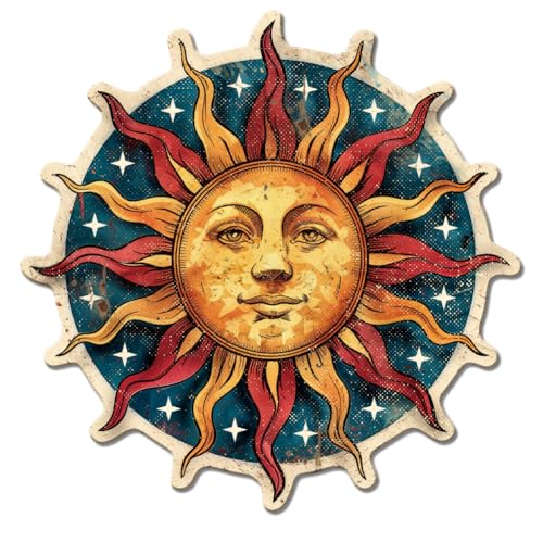 GLOBLELAND Sonne Metall Blechschild Lustiges Sonnengesicht Vintage Blechschild Bunte Sonnenwanddekoration Für Bar Wohnzimmer Cafeteria Badezimmer Speisesaal Küche Restaurant von GLOBLELAND