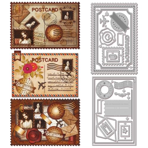 GLOBLELAND Stanzformen Für Postkarten Stempel Stanzungen Porto Stanzformen Umschläge Stanzformen Für DIY Scrapbooking Kartenherstellung Journal Prägung Papierbasteldekor von GLOBLELAND