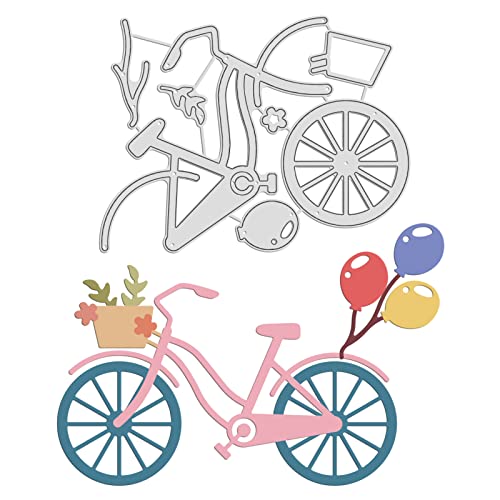 GLOBLELAND Stanzschablonen Fahrrad Metall Schneiden Schablonen Ballon und Blumen Stanzformen für Kartenherstellung und DIY Scrapbooking Papier Sammelalbum Dekor von GLOBLELAND