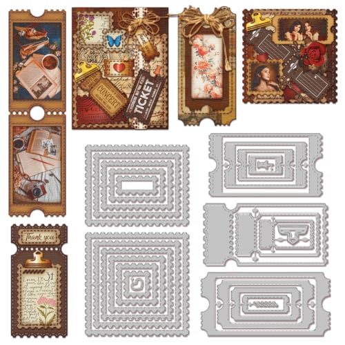 GLOBLELAND Stanzschablonen für Bastelarbeiten, Sammelalben, Metall, Briefmarken, Bordüren, Stanzformen für Kartenherstellung, Prägung von GLOBLELAND