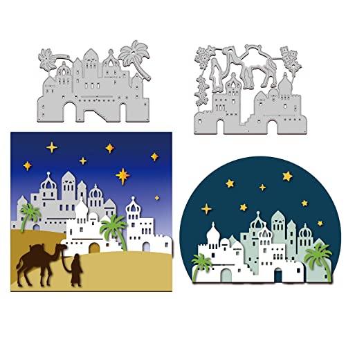 GLOBLELAND Town of Bethlehem Stanzschablone Weihnachten Prägeschablone Vorlage für Kartenherstellung DIY Scrapbooking Kohlenstoffstahl Stanzschablone Metall Stanzformen für DIY Handwerk Dekor von GLOBLELAND