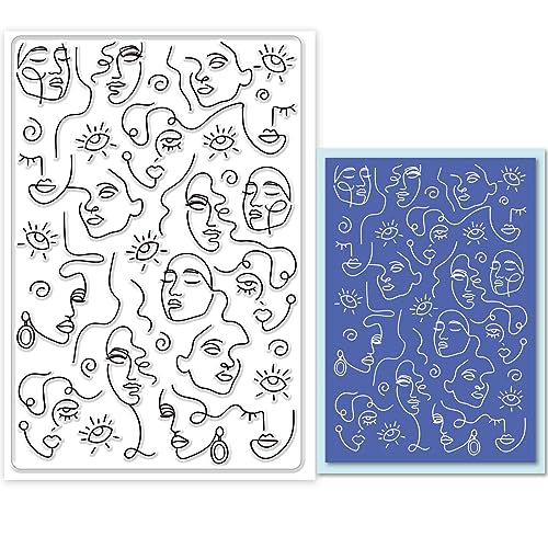 GLOBLELAND Transparente Silikonstempel Mit Abstraktem Gesichtshintergrund Abstraktes Gesicht Dekorative Transparente Stempel Transparente Silikonstempel Für Kartenherstellung Dekoration Und DIY von GLOBLELAND