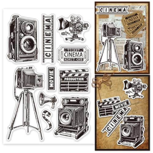 GLOBLELAND Transparente Silikonstempel Mit Retro Kinokamera Zum Selbermachen von Karten. Transparenter Stempel Aus Vintage Filmsilikon Siegel Ticket Dekorative Transparente Stempel Für Scrapbooking GLOBLELAND Transparente Silikonstempel Mit Retro Kinokamera Zum Selbermachen von Karten. Transparenter Stempel Aus Vintage Filmsilikon Siegel Ticket Dekorative Transparente Stempel Für Scrapbooking von GLOBLELAND