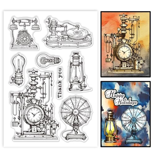 GLOBLELAND Transparente Stempel Im Vintage Stil Mit Zahnraduhr Elektrischem Ventilator Glühbirne Telefon Silikon Stempelsiegel Transparente Stempel Für DIY Scrapbooking Karten Erstellen von Fotoalben GLOBLELAND Transparente Stempel Im Vintage Stil Mit Zahnraduhr Elektrischem Ventilator Glühbirne Telefon Silikon Stempelsiegel Transparente Stempel Für DIY Scrapbooking Karten Erstellen von Fotoalben von GLOBLELAND