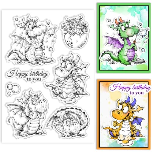 GLOBLELAND Transparente Stempel Mit Cartoon Drache Blumen Ei Seifenblasen - Silikonstempel Für DIY Scrapbooking Fotoalbum Dekorative Karten GLOBLELAND Transparente Stempel Mit Cartoon Drache Blumen Ei Seifenblasen - Silikonstempel Für DIY Scrapbooking Fotoalbum Dekorative Karten von GLOBLELAND