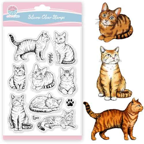 GLOBLELAND Transparente Stempel Mit Katzenmotiv Realistische Katzen Silikonstempel Transparente Tierstempel Zum Selbermachen Scrapbooking Karten Erstellen von Fotoalben Journalen GLOBLELAND Transparente Stempel Mit Katzenmotiv Realistische Katzen Silikonstempel Transparente Tierstempel Zum Selbermachen Scrapbooking Karten Erstellen von Fotoalben Journalen von GLOBLELAND